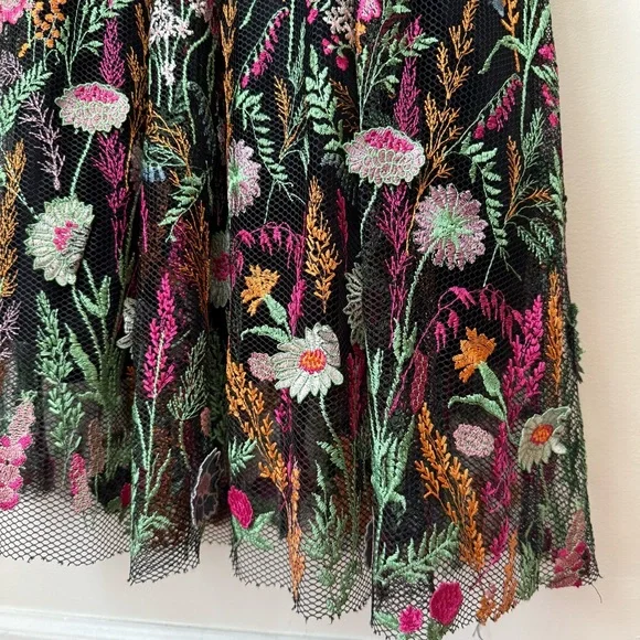 By Anthropologie Black Sheer Floral Embroidered in Florals Mesh Maxi Dress,  M - threedaughtersproperties.com